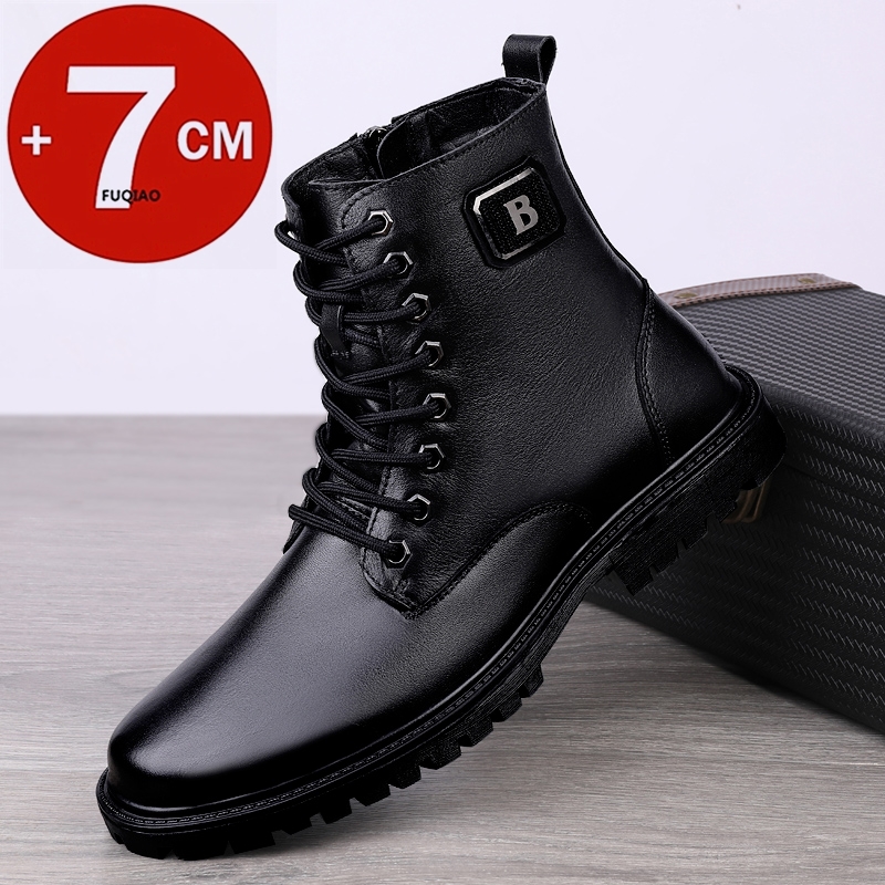 Men'S Shoes Height Increase - Sepatu Boots Kulit Asli Pria dengan