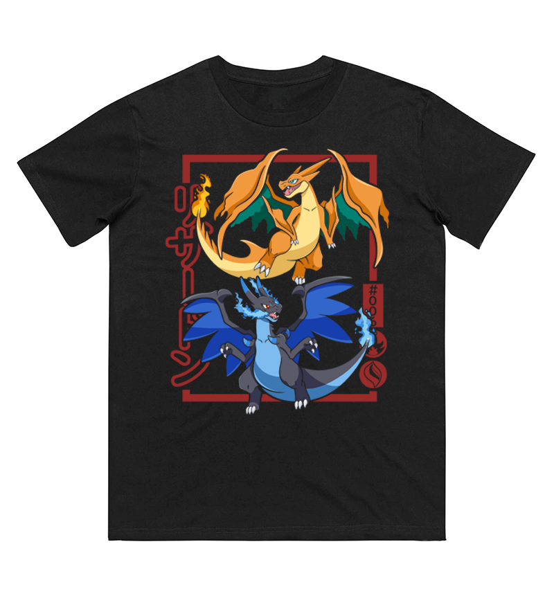 Men Shoes Japan - Kaos Cetak Evolusi Pokémon Charizard Pria