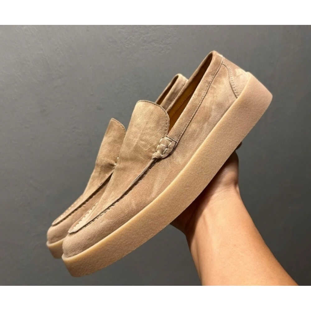 Men'S Shoes Smart - Sepatu Loafer Platform Suede Beige Mewah