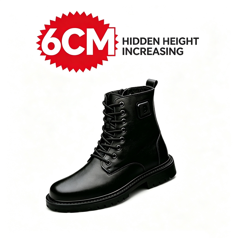 Men'S Shoes Height Increase - Sepatu Bot Kulit Pria Penambah Tinggi