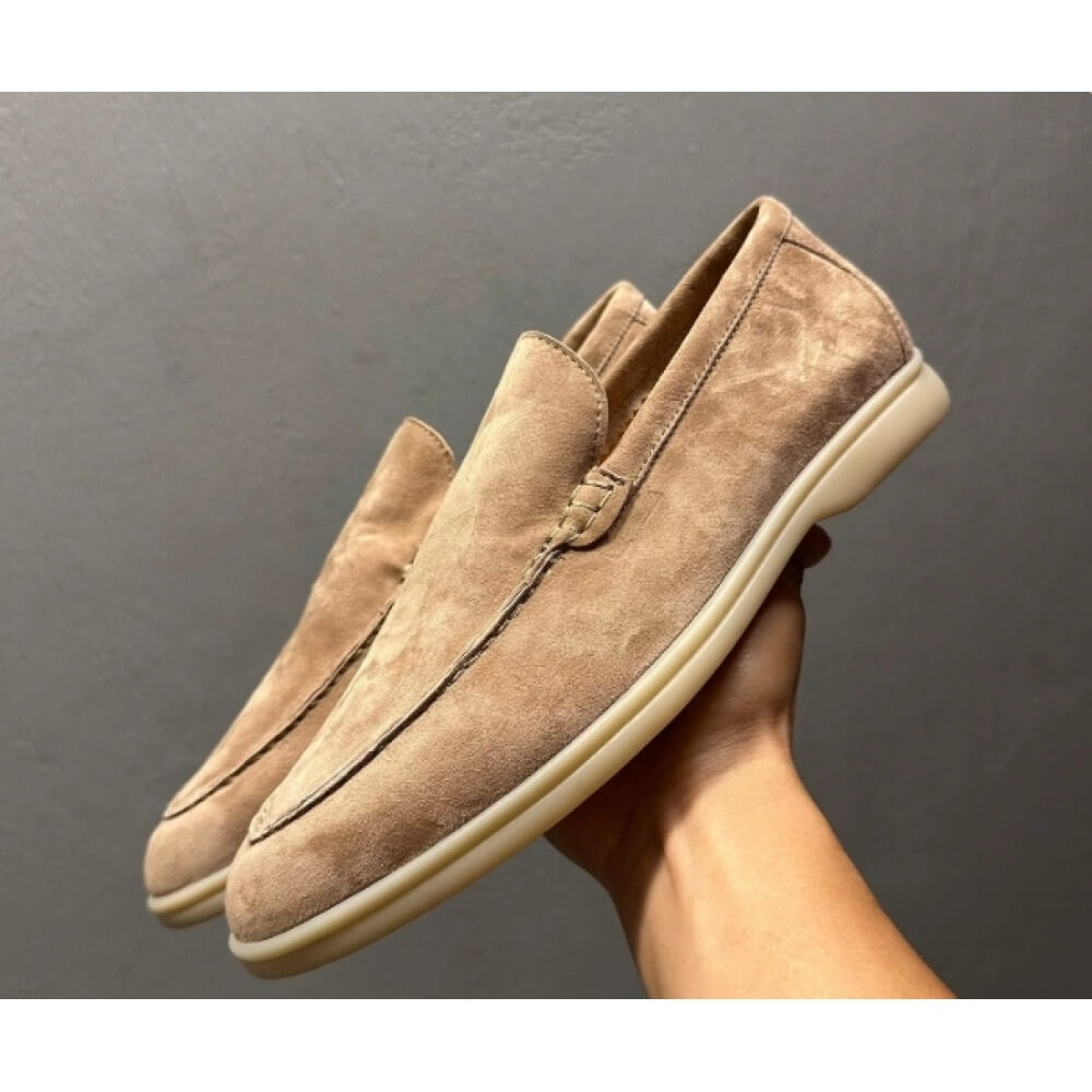 Men'S Shoes Smart - Sepatu Loafer Kasual Suede Beige Mewah