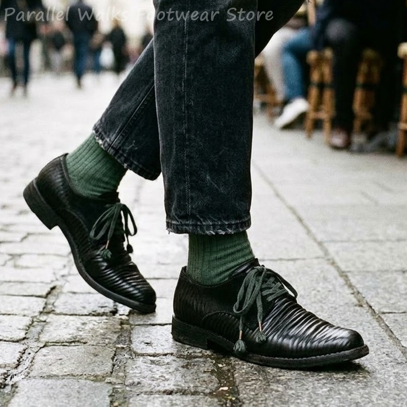 Sepatu Derby Kulit Lipit Pria, - Men'S Shoes Smart ulasan dan harga