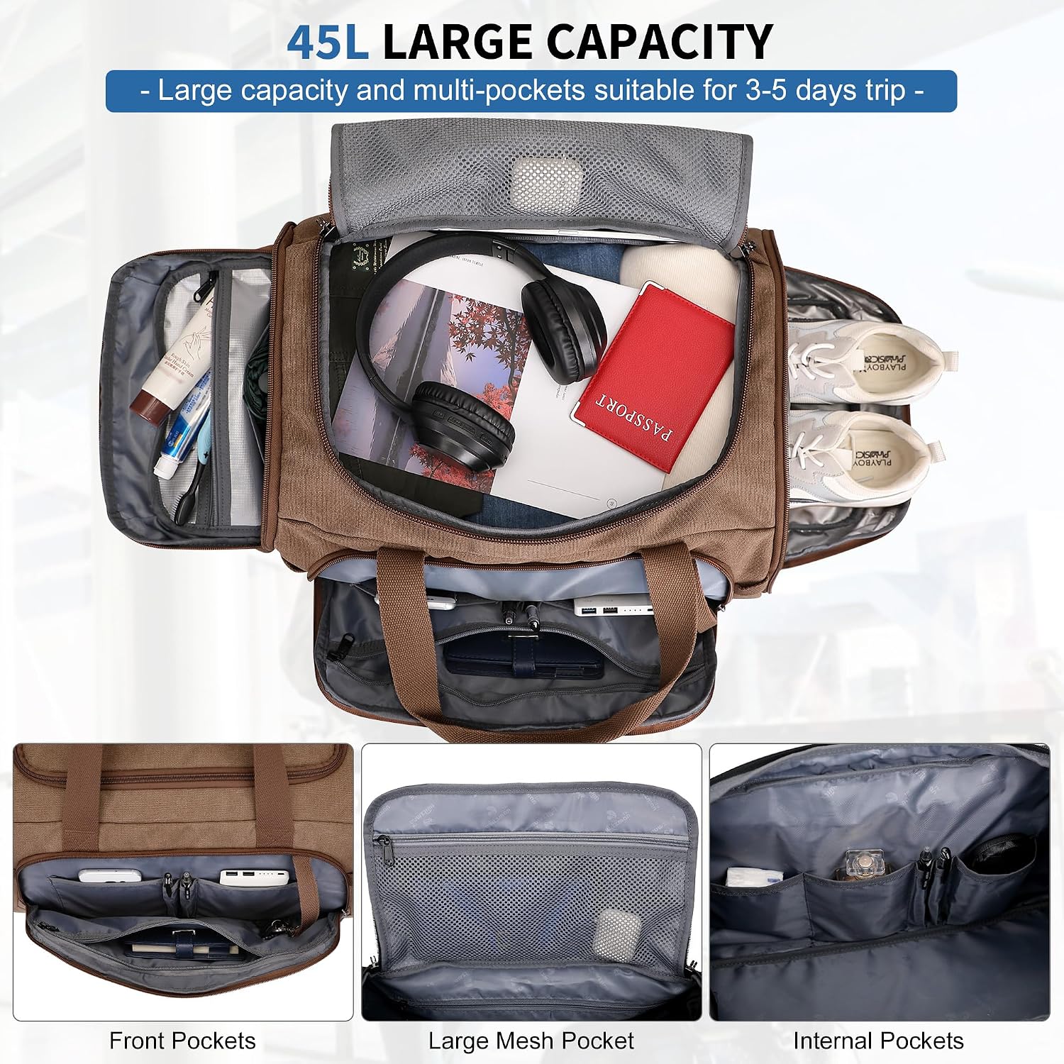 Tas Duffle Kanvas untuk Pria 3 - Men'S Shoes For Gym ulasan dan harga